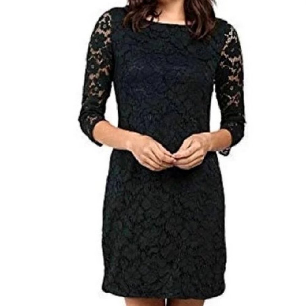 NWT Vince Camuto Black Lace Sheath Mini Dress Size 4